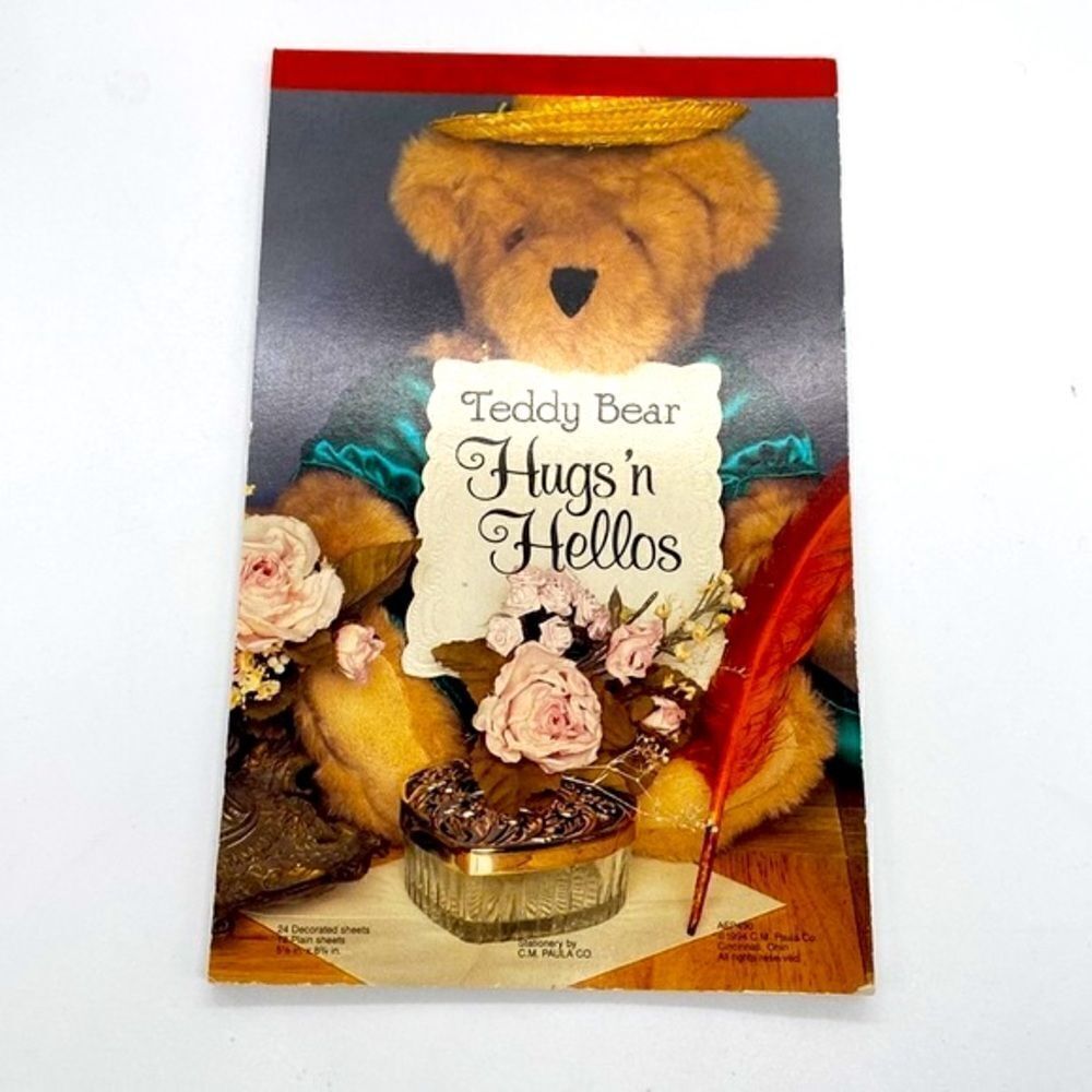 Teddy Bear Hugs and Hellos Vintage 1994 Stationary Paper Pad Tablet